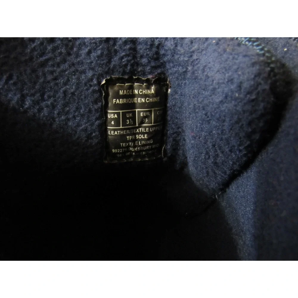 Ralph Lauren Polo Youth Sz 4 Synthetic‎ Leather Boots Blue/Brown Lace Logo